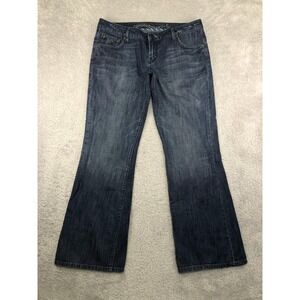 American Eagle Jeans Womens 14 (36x32) Blue Y2K Hipster Flare Mid Rise *Flaw